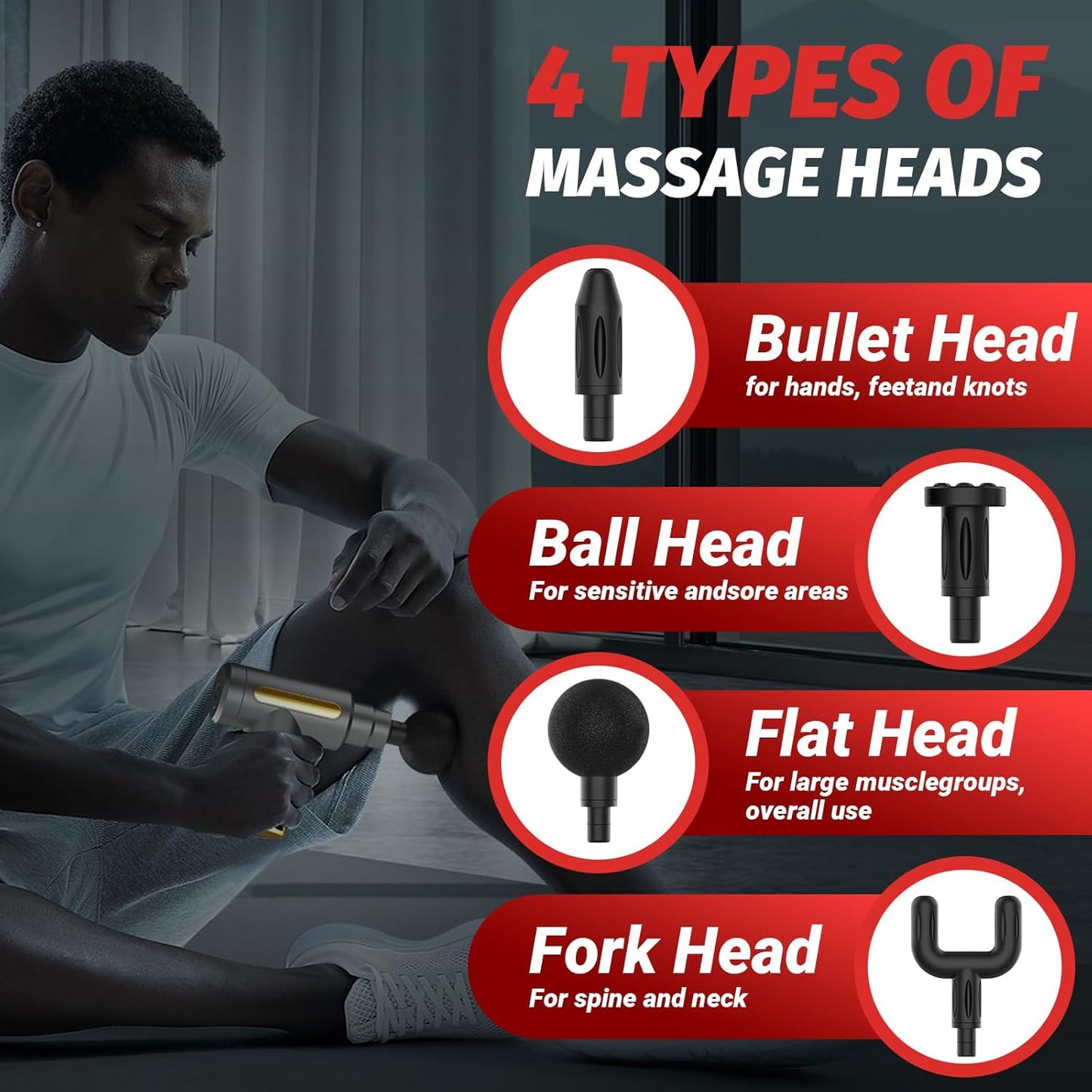 RelaxPro™ Deep Relief Massage Gun Full Body Pain Therapy for Men & Women Rechargeable & Silent Power