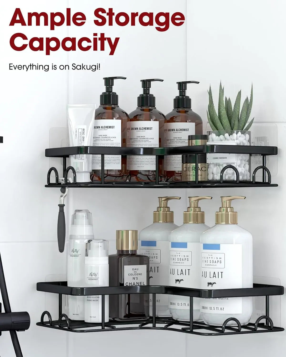 Set of 2 Bathroom & Kitchen METAL corner storage organizer for accessories